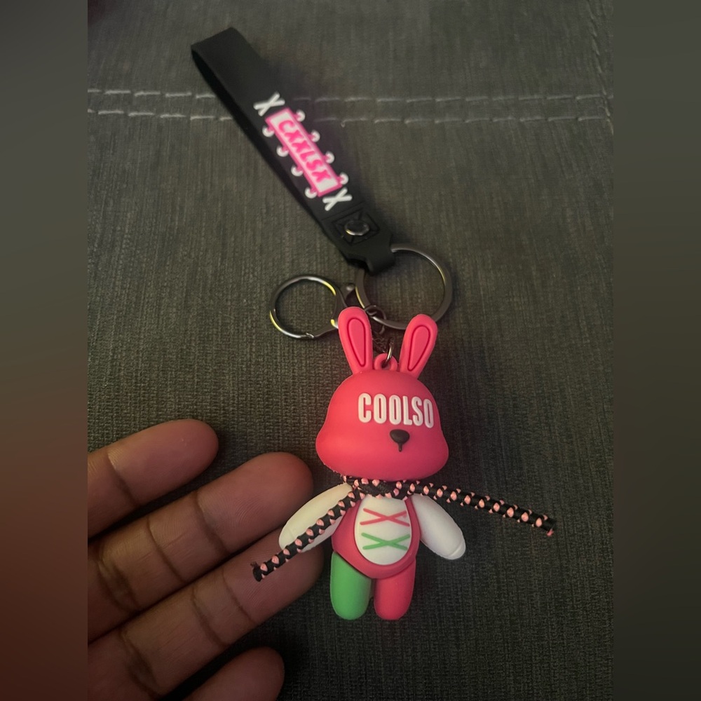 Pink and Green Bunny Coolso Keychain